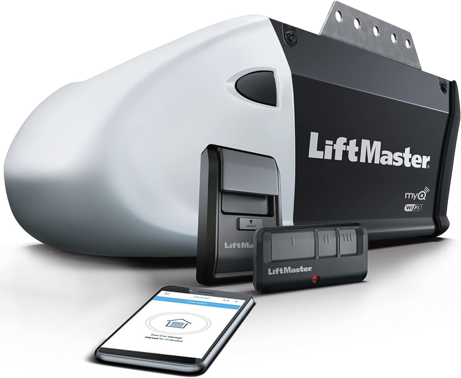 Open Solutions Liftmaster 8155W, 0.5 HP AC Motor Garage Door Operator, WiFi Control, Multi Function Control Panel, Smartphone Compatible, Advanced Security, Gray