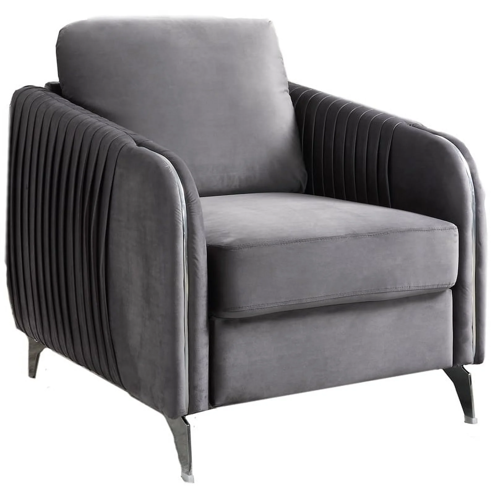 Hathaway Gray Velvet Elegant Modern Chic Accent Arm Chair