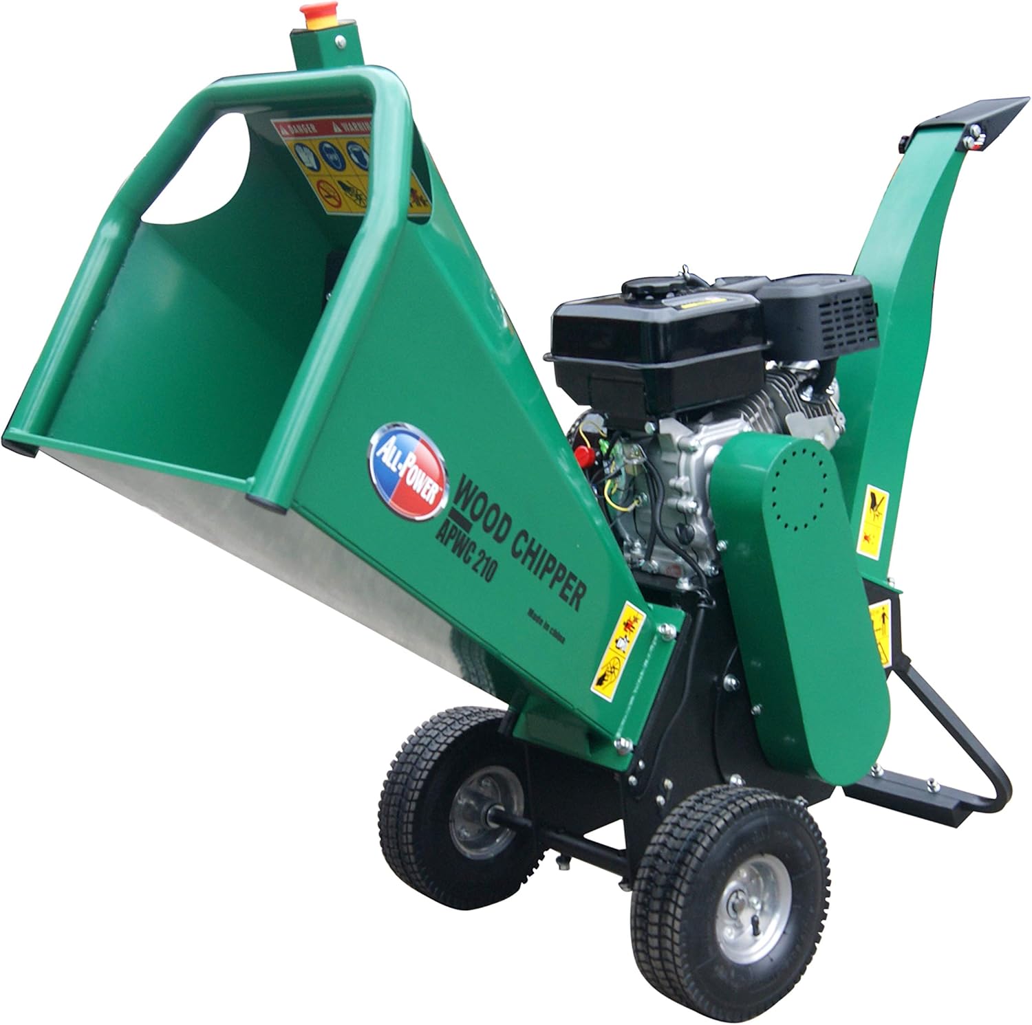 All Power America APWC420 Heavy Duty Durable Wood Chipper Shredder Mulcher-Max 6 Inch Cutting Diameter Capacity Gas Powered, 15HP 420cc, 6 inch, Green/Black