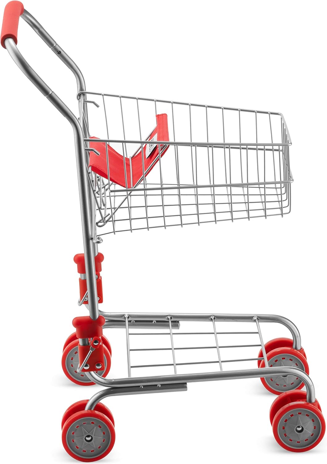 HUSHLILY® - Toy Shopping Cart Foldable with Swivel Smooth Wheels, Folds for Easy Storage, for Kids and Toddlers, Age 3 Years & Up - Red