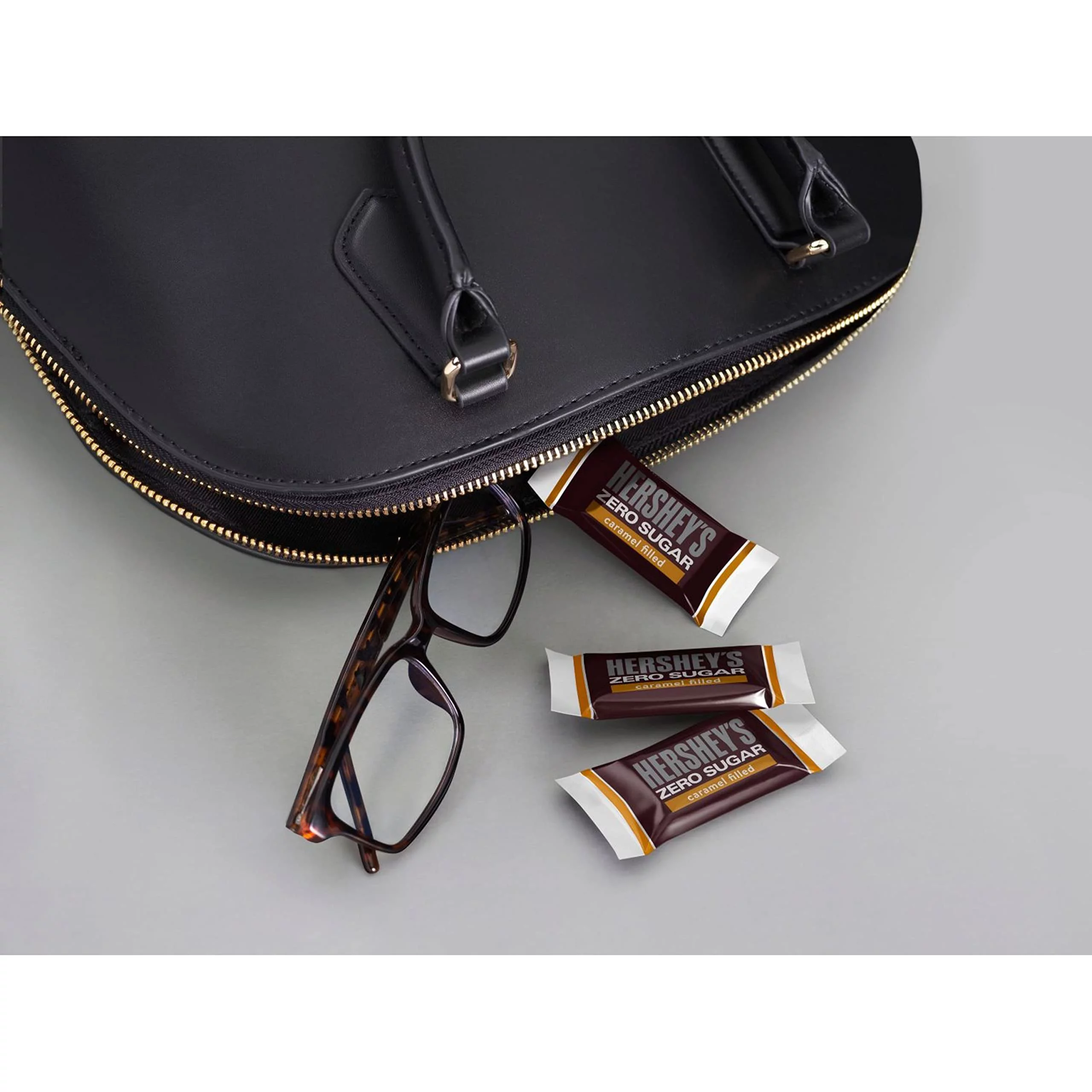 Hershey,S Zero Sugar Caramel Filled Chocolate Candy Bags, 3 Oz (12 Count)