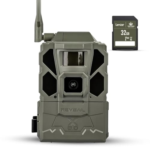 Tactacam REVEAL X Gen 3.0 Cellular Trail Camera - Multi Carrier, HD Photos & Videos, Pre-Installed Antenna, Built-in GPS, Best Battery Life, Low-Glow IR Flash, Fast Trigger Speed + 32GB SD Card (1 PK)