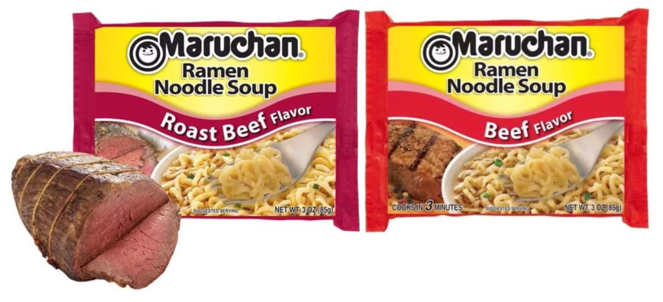 Maruchan, Ramen Beef and Roast Beef Noodles Variety Pack Soup, 3 Oz, 24 Ct by LRB