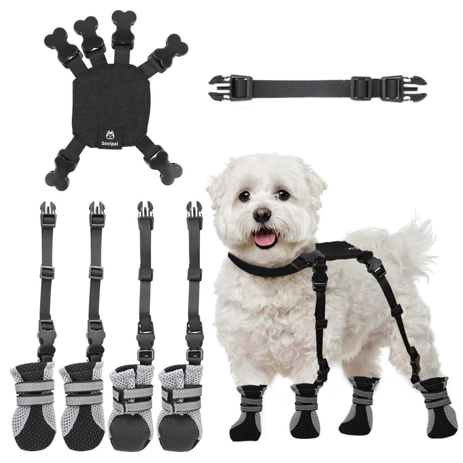 Sovipal Dog Boots with Anti-Lost Design, Buckle Straps, and Weatherproof. Dog Shoes for Small Dogs Ideal for Outdoor & Indoor Walks - Pet Supplies online store