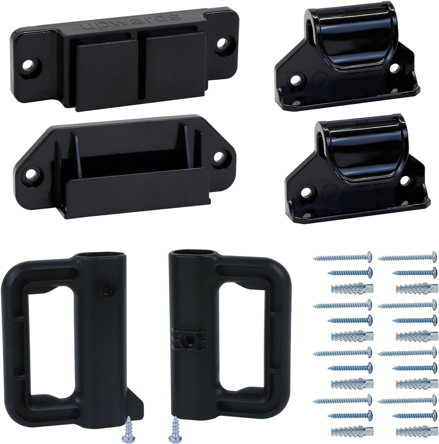 KISKIZ Retractable Baby Gate Replacement Parts Kit (Black) Retractable Baby Gates Full Set Wall Mount Accessories Retractable Dog Gate Baby Gate Hardware with Brackets, Latches, Hooks and Screws