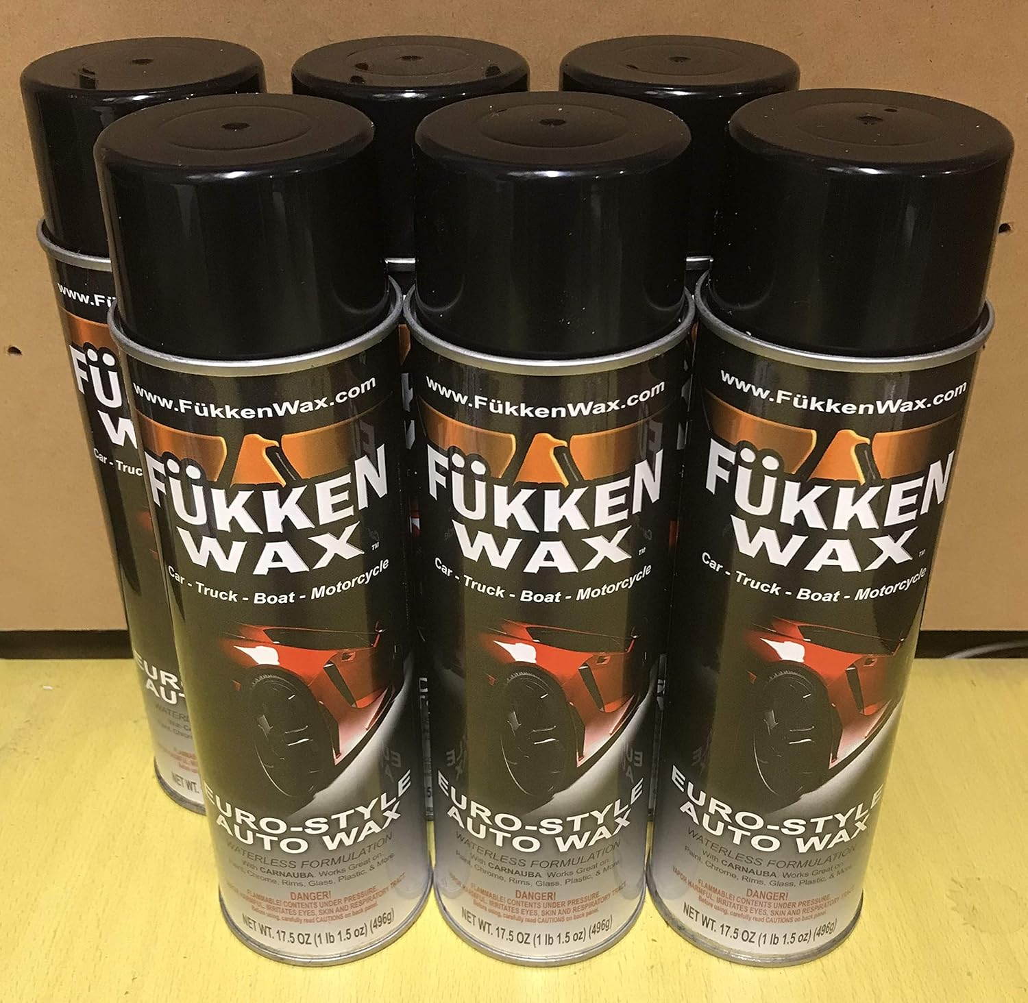 Fukken Wax Premium Spray-On Car Wax with Improved Formula. Big 17.05oz Aerosol Can Carnauba from Brazilian Palm. Get Brighter, Longer Lasting Shine (6 Cans)
