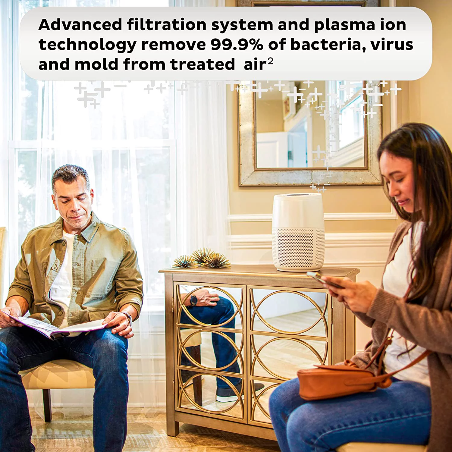 Popular Instant HEPA Quiet Air Purifier  From the Makers of Instant Pot with Plasma Ion Technology for Rooms up to 630ft2; removes 99% of Dust  Smoke  Odors  Pollen & Pet Hair  for Be