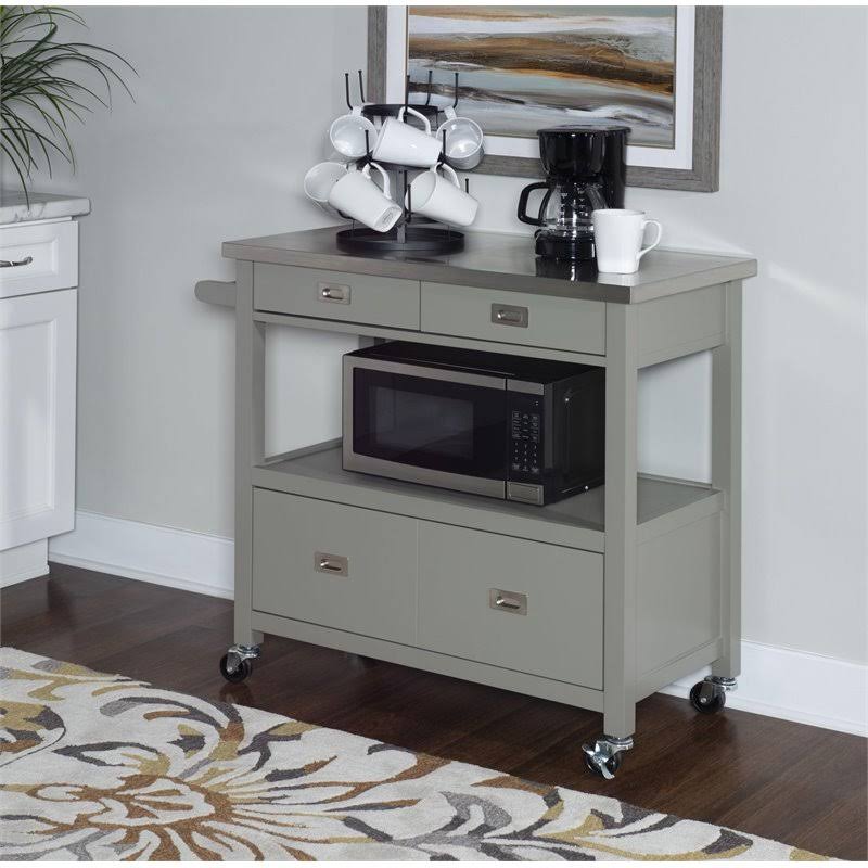 Riverbay Furniture Stainless Steel Top Kitchen Cart in Gray