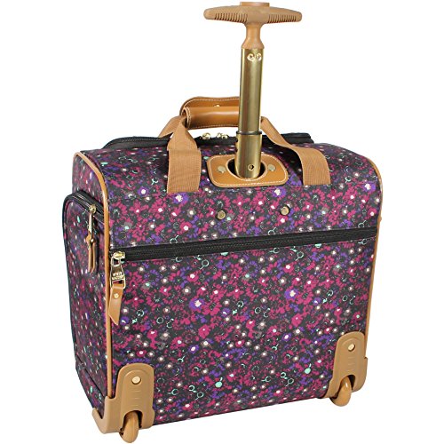 steve madden Designer 15 Inch Carry on Suitcase- Small Weekender Overnight Business Travel Luggage- Lightweight 2- Rolling Spinner Wheels Under Seat Bag for Women (Peek-A-Boo Black)