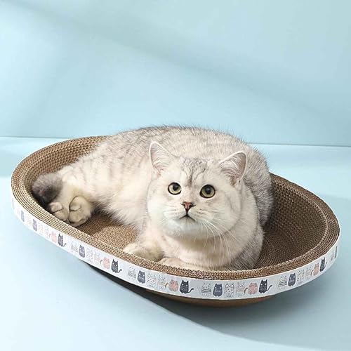 Cats Scratcher Cardboard Training Toy Furniture Protector Bowl Scratch Pad Corrugated Scratching Board Sleeping, Cats Scratching Tray Pet Scratching Board Corrugated Paper Ellipse