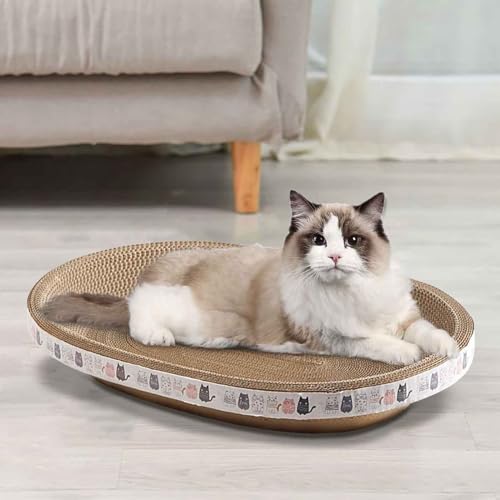 Cats Scratcher Cardboard Training Toy Furniture Protector Bowl Scratch Pad Corrugated Scratching Board Sleeping, Cats Scratching Tray Pet Scratching Board Corrugated Paper Ellipse