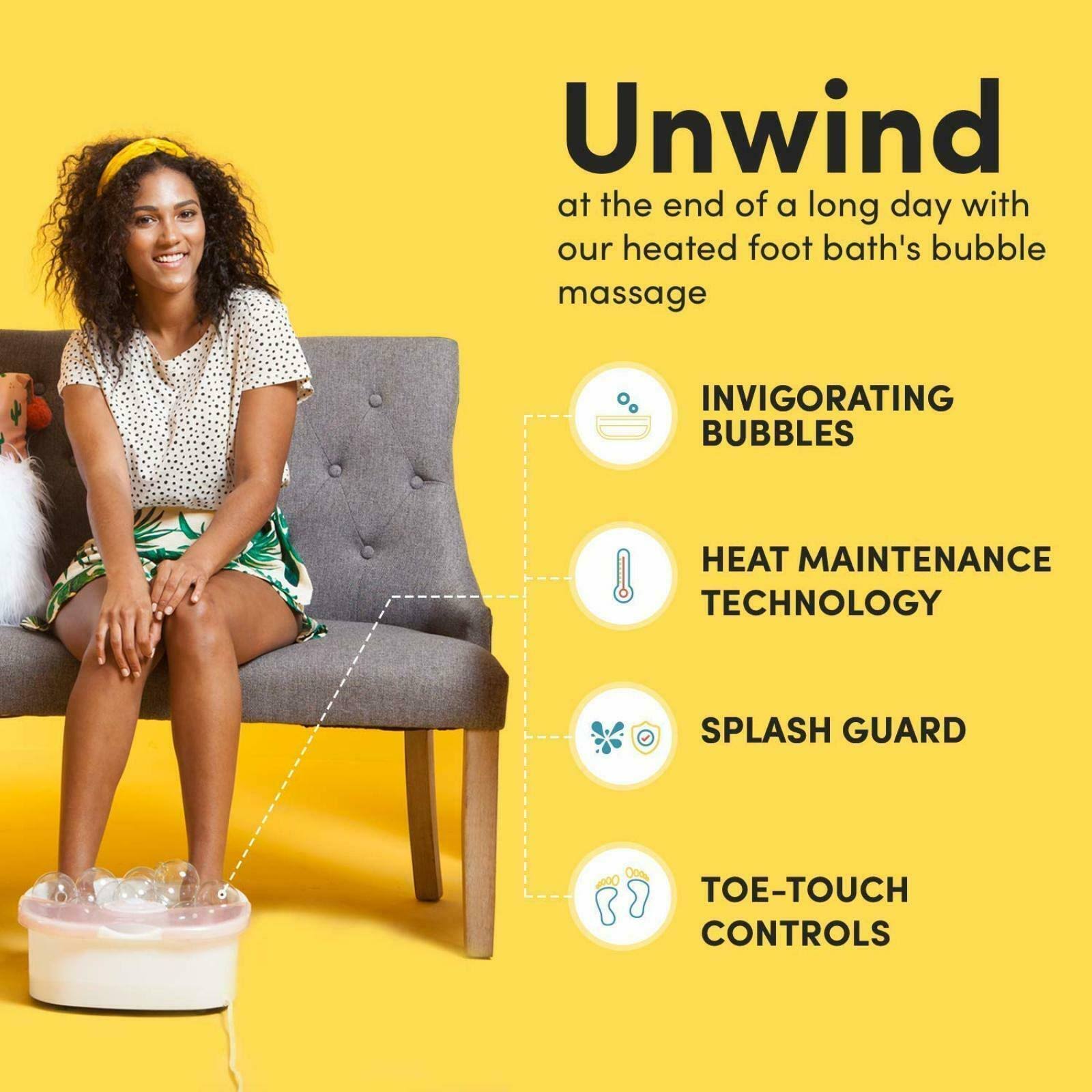 Foot Bath with Heat Maintenance Foot Massager with Bubbles at Home Portable Pedicure Foot Soak Pink (Heat Maintenance)