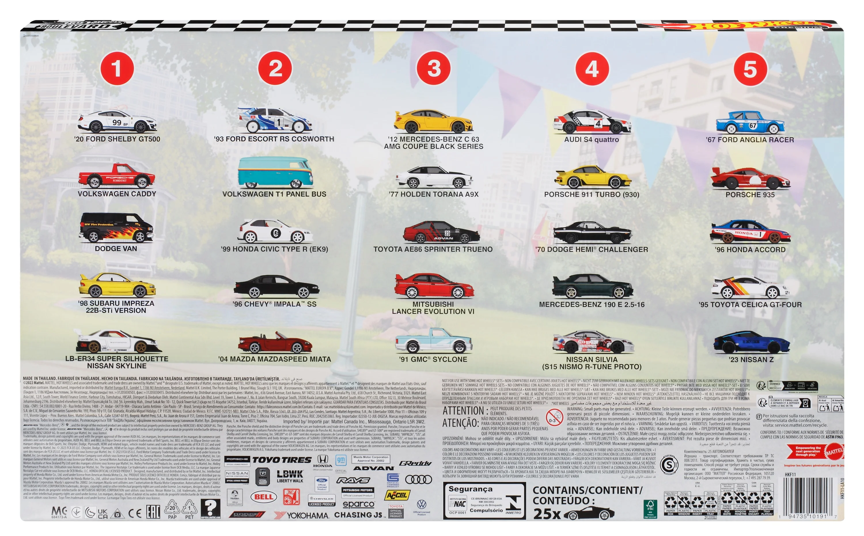 Hot Wheels Boulevard 25-Car Factory Set, 25 Premium 1:64 Scale Sports Cars