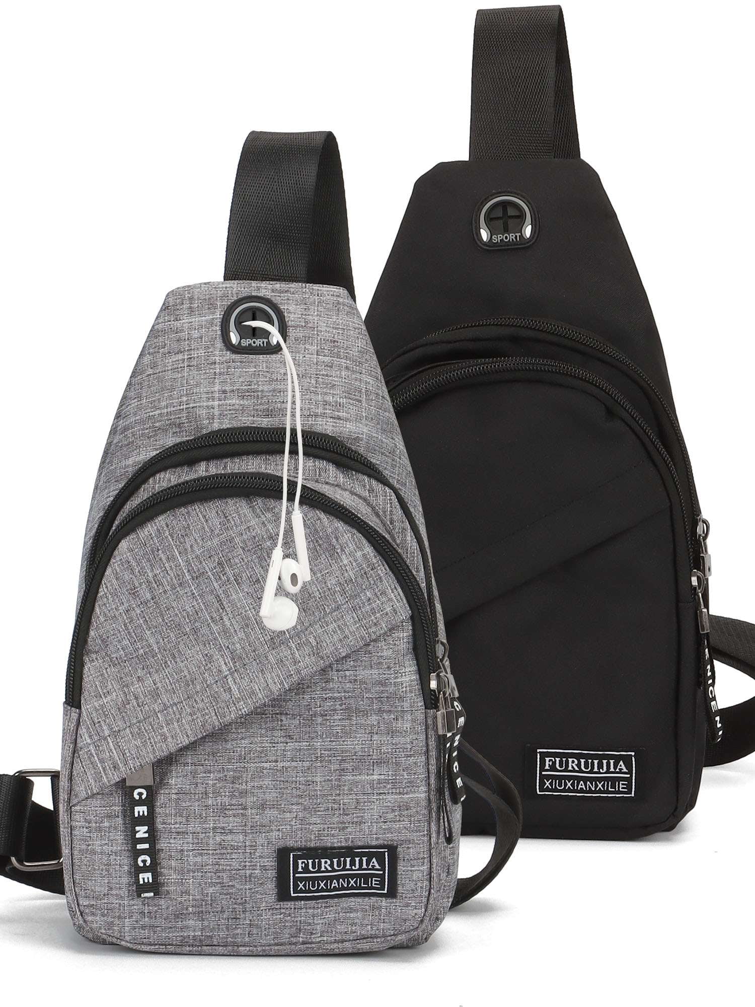 Gustave Oxford Sling Bag Crossbody Backpack for Men Women Small Casual Chest Bags Travel Hiking Daypack with Adjustable Shoulder Strap 