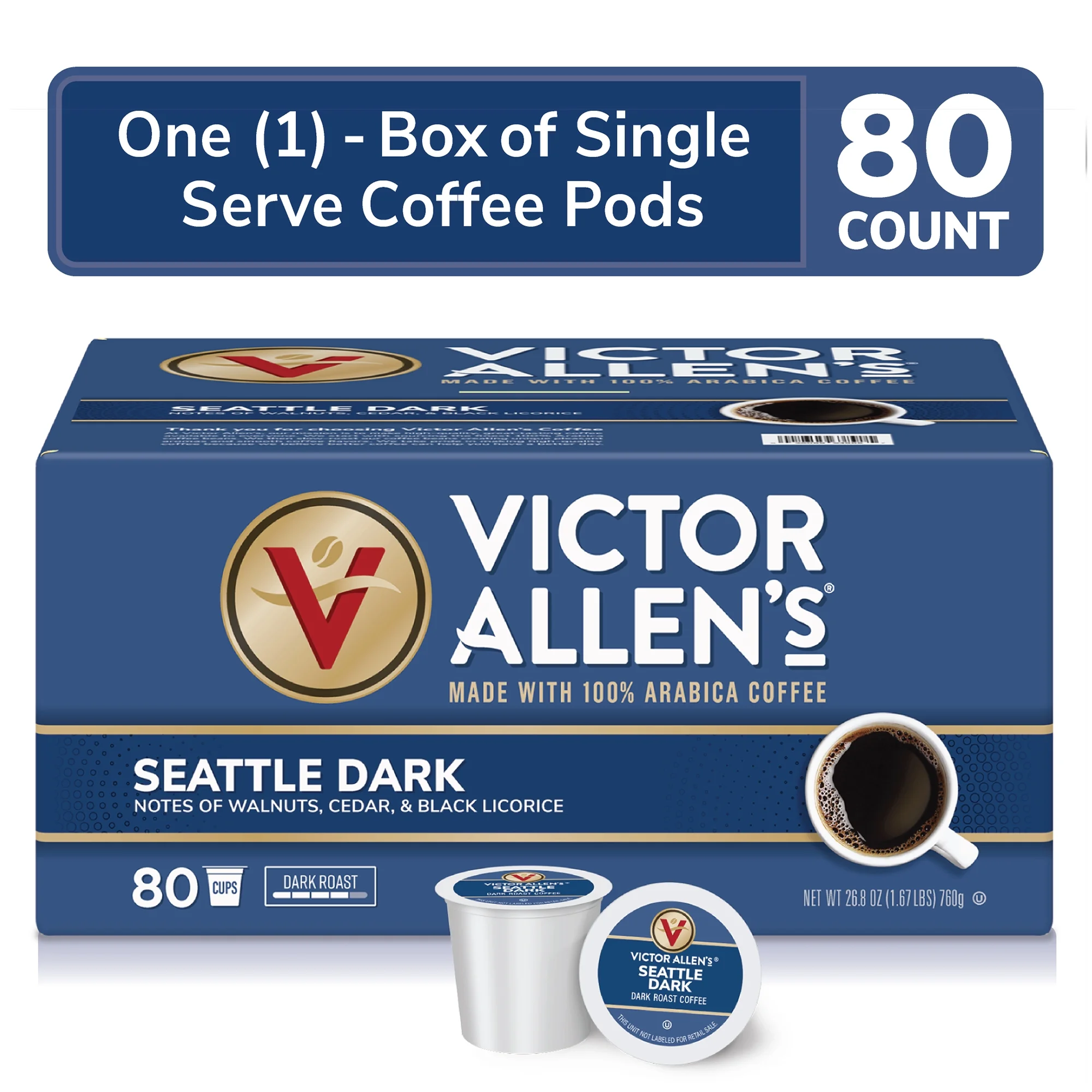 Seattle Dark, Dark Roast, Single Serve Coffee Pods for Keurig K-Cup Brewers
