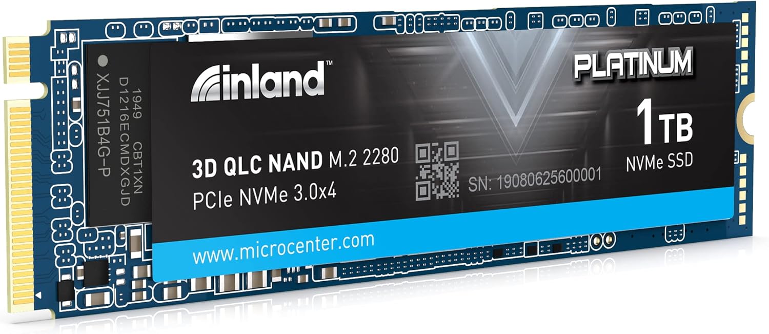 Inland Platinum 2TB SSD NVMe PCIe Gen 3.0x4 M.2 2280 3D NAND Internal Solid State Drive, R/W up to 3,400/3,000 MB/s, PCIe Express 3.1 and NVMe 1.3 Compatible, Utimate Gaming Solutions (2TB)