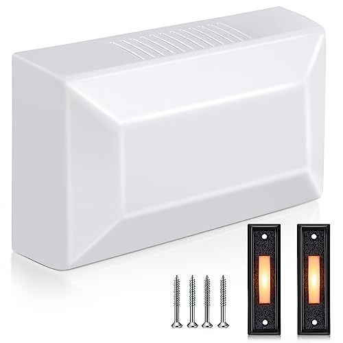 Saillong Wired Door bell Chime Kit, 2 16V 10VA Two Note Lighted Doorbell Push Buttons for Front, Rear Door and Door bells Chime Box for Home Wall, Compatible with Most Doorbells (Black, Yellow Light)