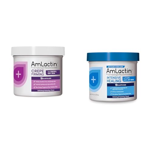 AmLactin Crepe Firming Cream - 12 oz Body Cream with 15% Lactic Acid - Exfoliator and Moisturizer for Crepey, Dry Skin​