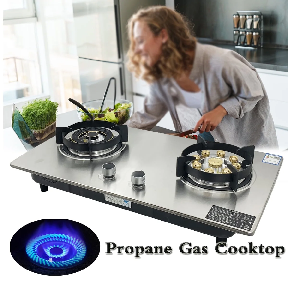 28'' Stainless 2 Burners Built-in Propane LPG Gas Stoves Double Burner