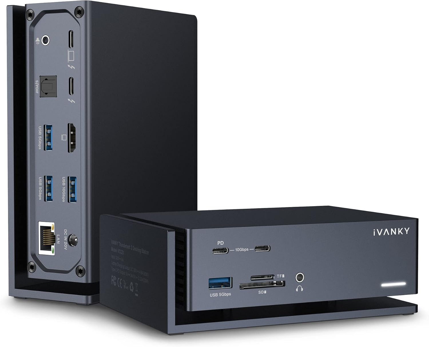 Thunderbolt 3 Dock iVANKY 15 in 1 USB C Docking Station 180W PD Dual 4K Single 5K Video USB 3.1, 20W USB-C Gen 2 (10Gbps), UHS-II SD 4.0, 96W Laptop Dock 1Gbps Ethernet Audio, Thunderbolt 4 Compatible