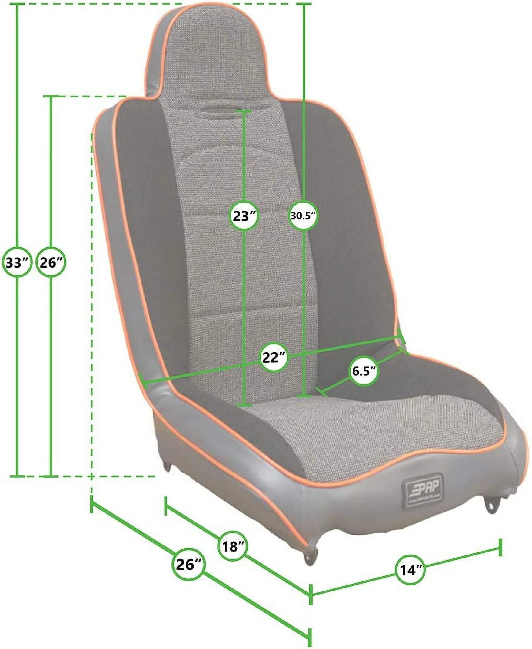 PRP Seats  Daily Driver High Back Suspension Seat with Two Neck Slots - All Grey