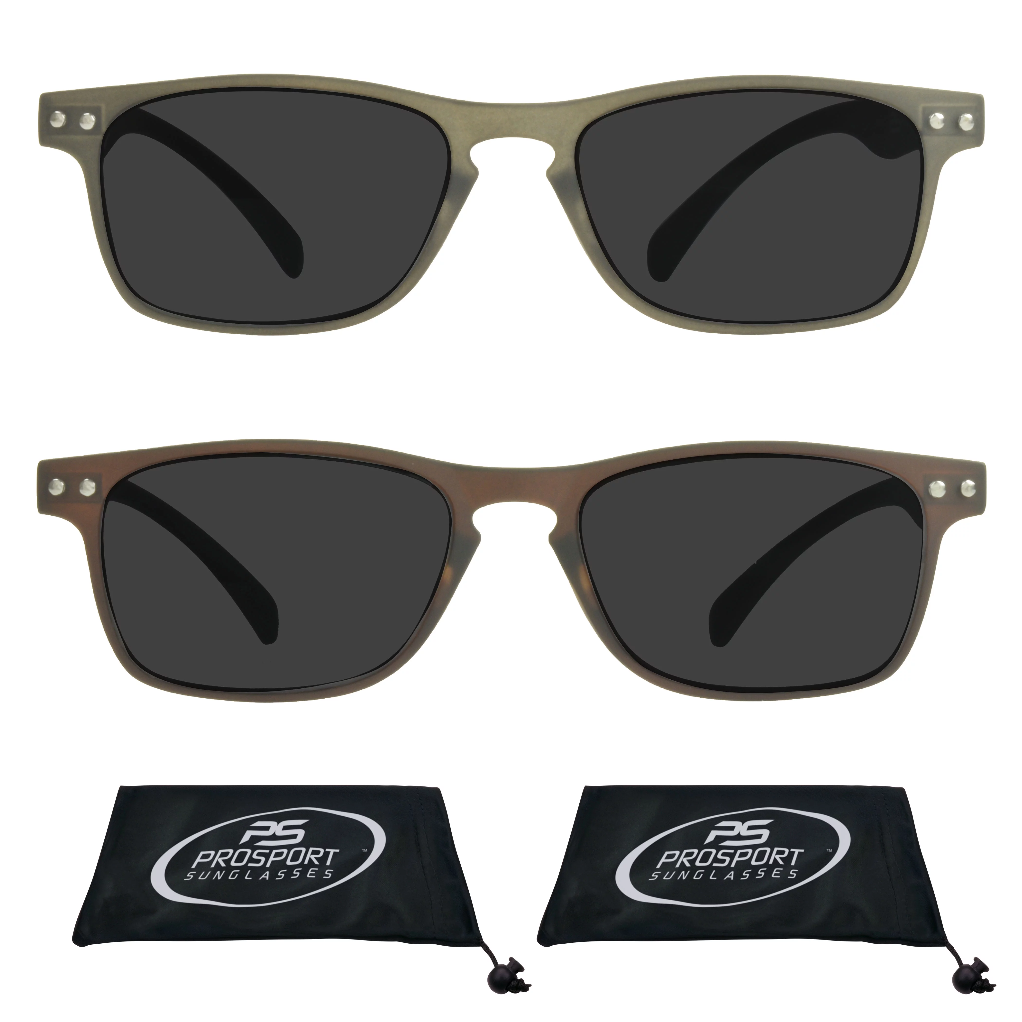 proSPORT Reading Sunglasses Sun Reader Men Women Black & Brown 2 Pack NOT BIFOCAL
