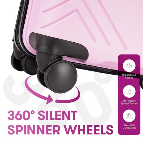 Luggage Sets 3 Piece,Hardside Expandable Luggage Sets,Large Suitcases with Wheels TSA Lock,Light Pink