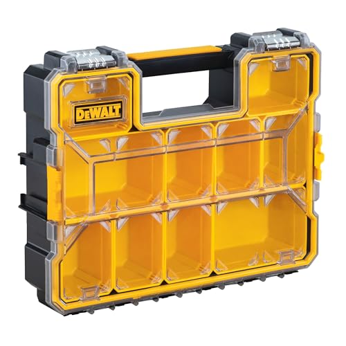 DEWALT Small Parts Organizer, Hardware Storage Box with Removable Dividers, 10-Compartment (DWST14825)