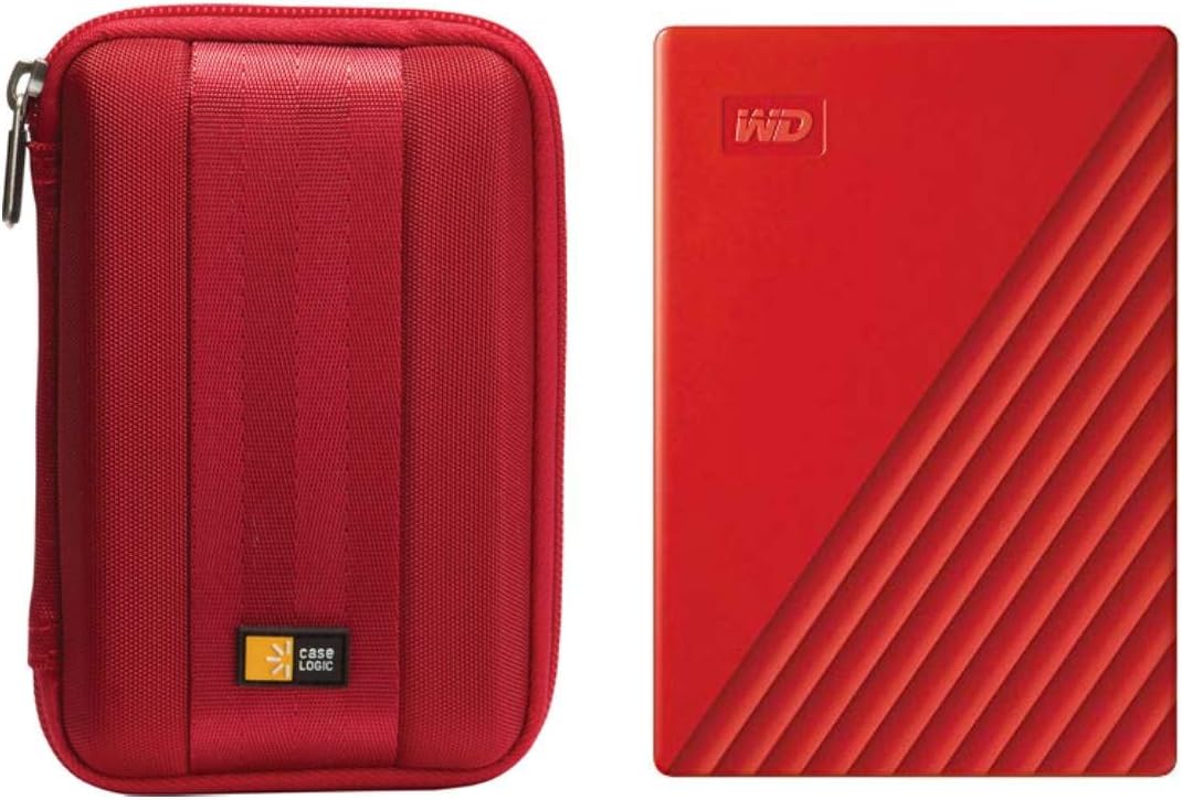 WD 5TB My Passport USB 3.2 Gen 1 Slim Portable External Hard Drive (2019, Black) + Compact Hard Drive Case (Black) (5TB, Black)