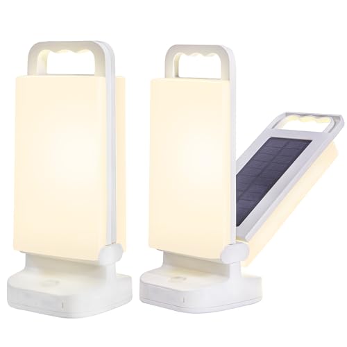 Camping Lantern, solar Lanterns, 6000mAh Rechargeable Light 2-in-1 Dimmable Outdoor Waterproof Gear with USB Charging – lanterns for power outages Hurricane, Hiking, Fish, Emergency, and Home