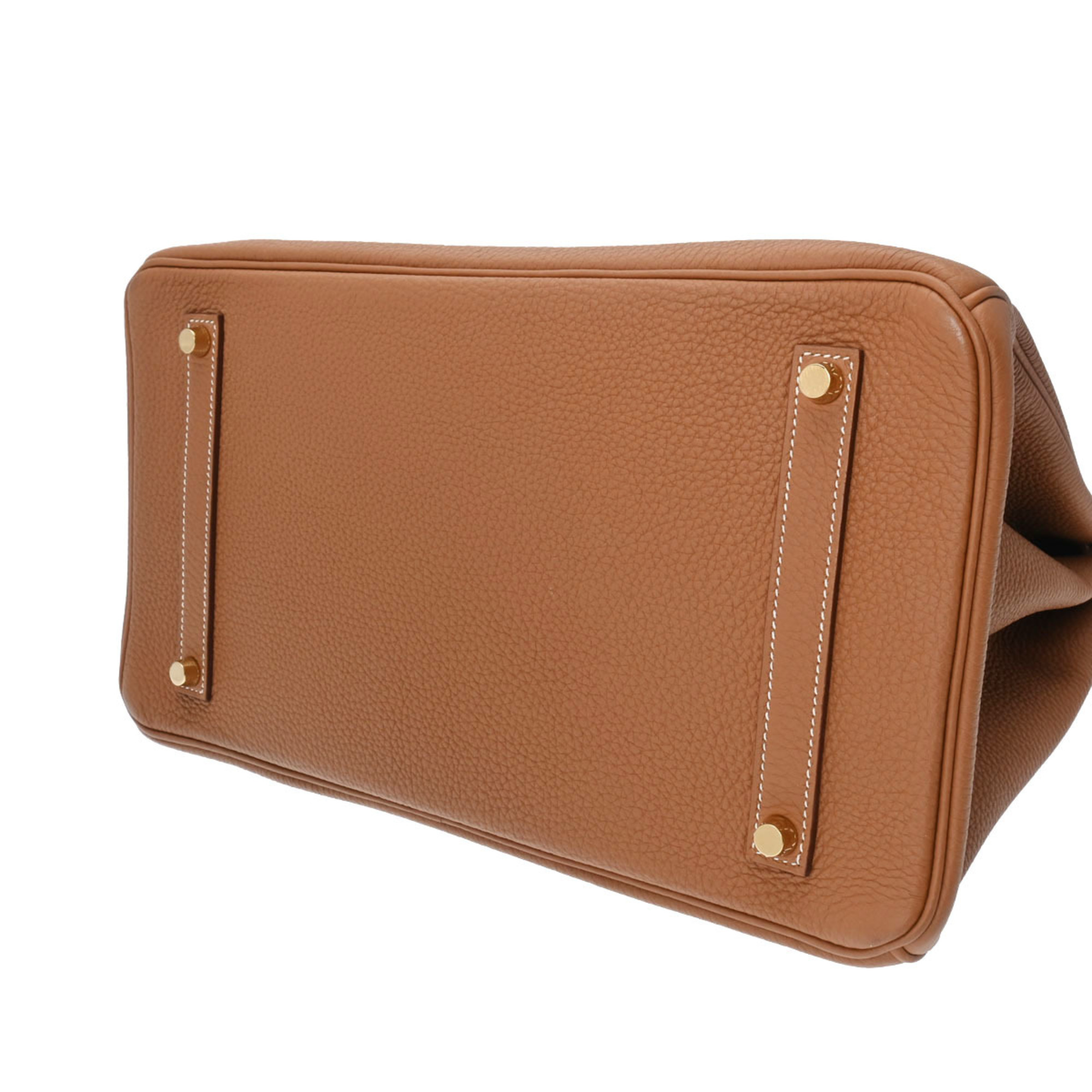 Pre-Owned HERMES Birkin 35 Gold - D stamp (circa 2019) Unisex Togo Handbag (Good)