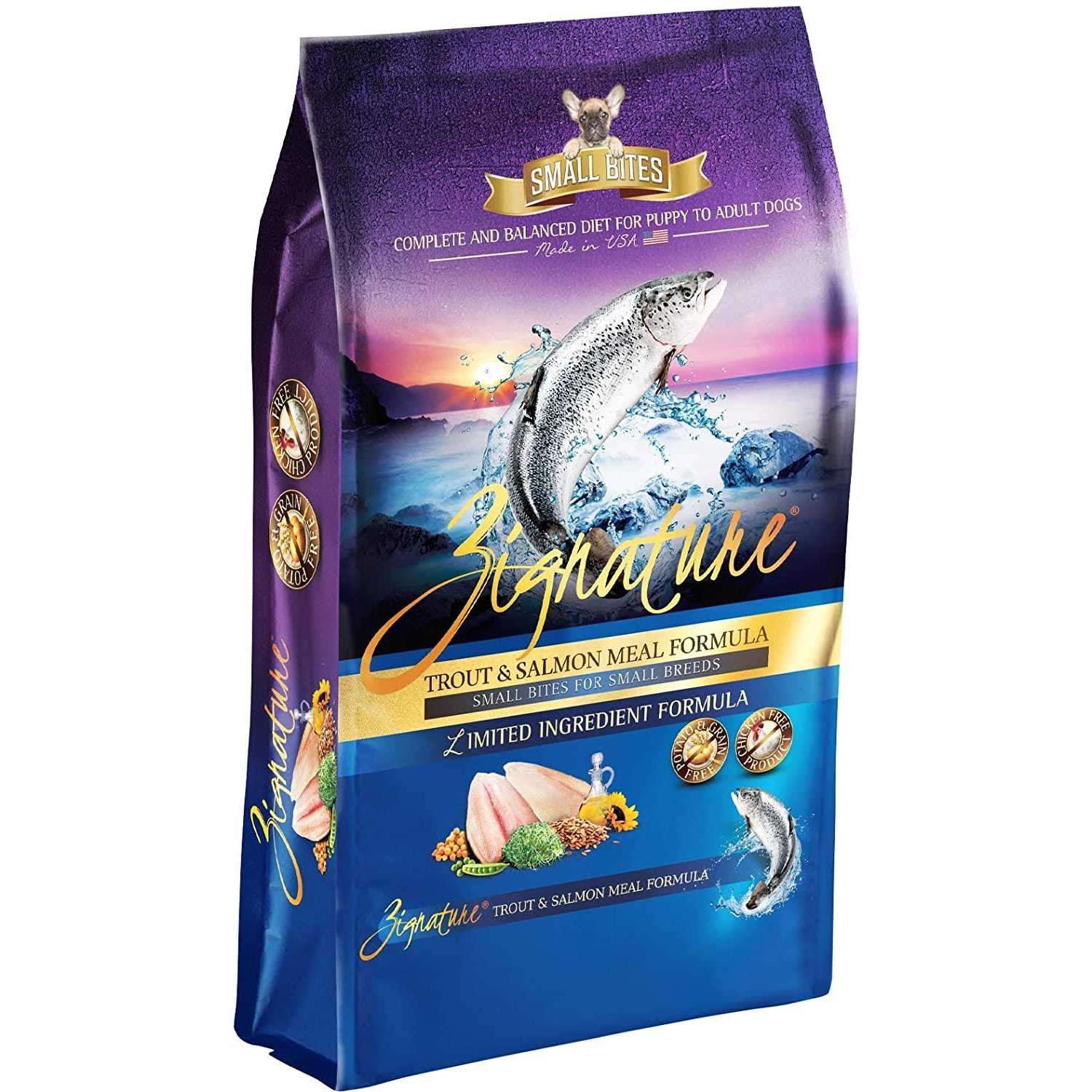 Zignature Dry Dog Food Trout & Salmon Formula Small Bites - Pet Supplies online store