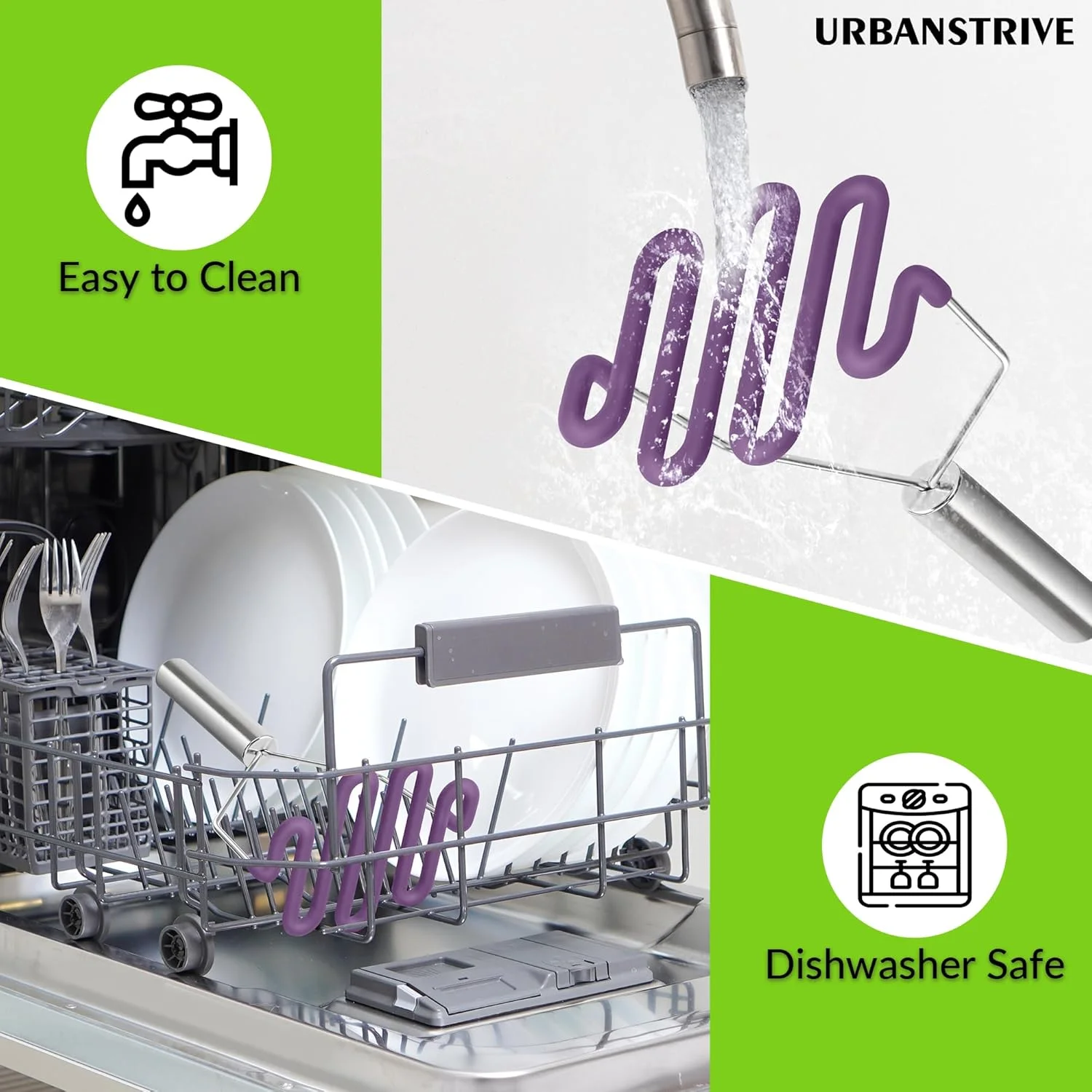 Scratch-resistant silicone potato mash maker, kitchen tool, stainless steel outer layer wrapped with high-quality silicone.