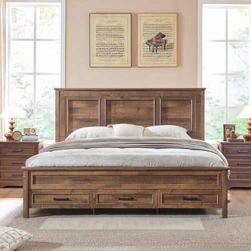 Farmhouse King Size Bed Frame with 52
