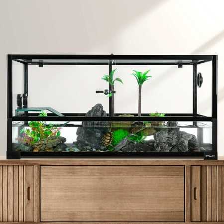 50 Gallon Large Turtle Tank Aquarium, 36 inch18 inch18 inch Tortoise Habitat Water-Land Ecological Turtle Tank with Drainage System Aquatic Turtle - Pet Supplies online store