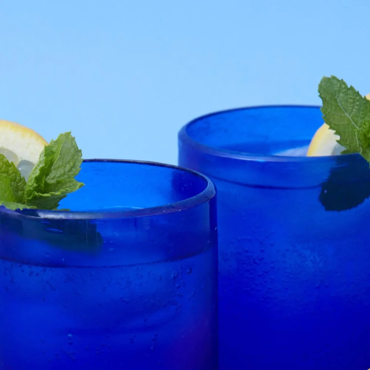 Hebron Glass Blue Water Glasses Tumblers