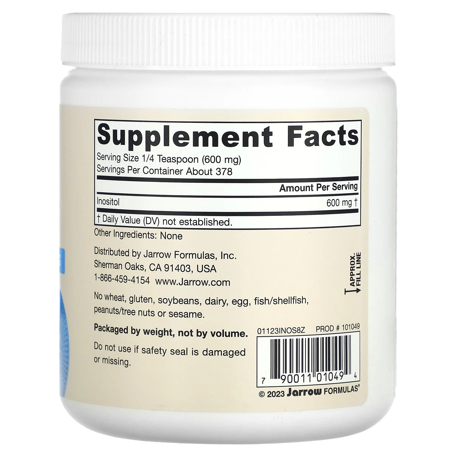 Jarrow Formulas Inositol, 600 mg, 8 oz (227 g)