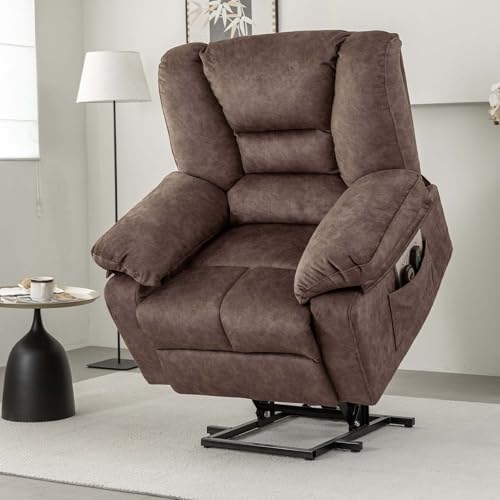 Power Lift Recliner Chair for Elderly,Lazy Boy Recliner Chair with Massage and Heat,Rocker Recliner Chair&Leather Recliner Chairs for Adults,Cup Holders and USB Charge Port,Pockets,Heavy Duty (Black)