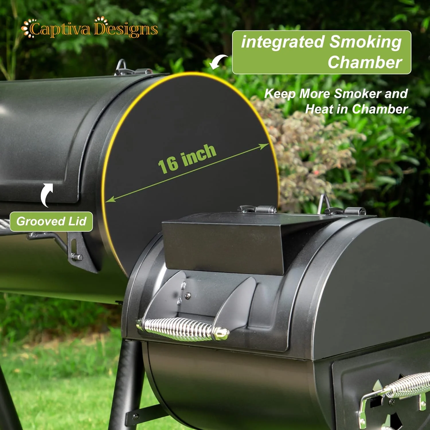 YOJFOTOU Heavy Duty Outdoor Smoker,Extra Large Cooking Area(941 sq.in. in Total) Offset Smoker, Best Charcoal Smoker and Grill Combo for Outdoor Garden Patio and Backyard Cooking