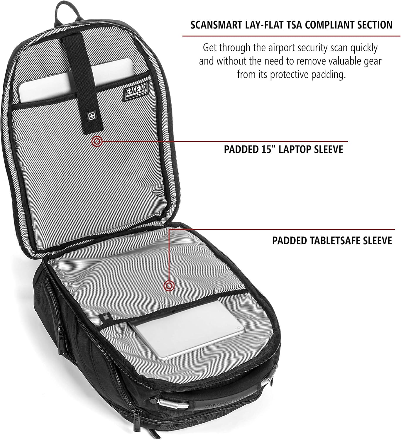 SwissGear 2762 ScanSmart Laptop Backpack, Black, 17-Inch