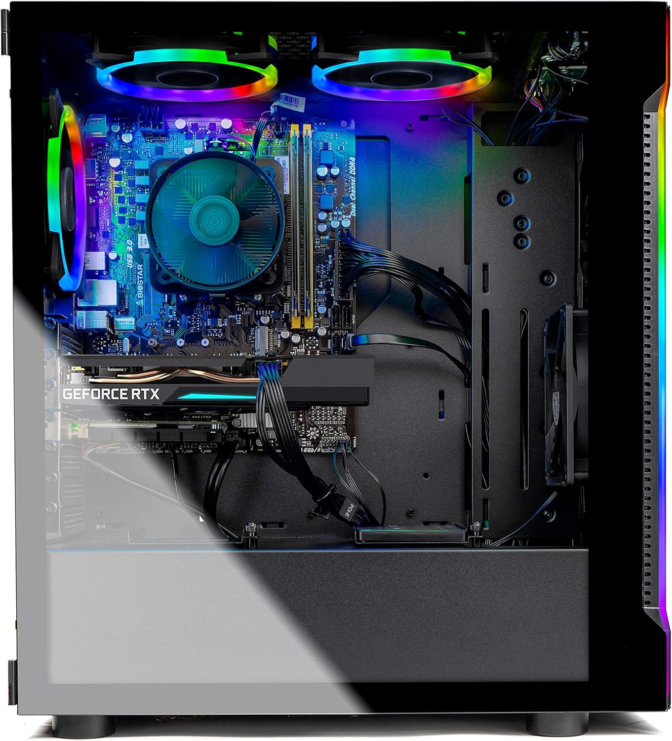 Skytech Shadow 3.0 Gaming PC Desktop - AMD Ryzen 5 3600 3.6GHz, RTX 3060 Ti 8GB GDDR6, 16GB DDR4 3000, 1TB NVMe SSD, 600W Gold PSU, AC WiFi, Windows 10 Home 64-bit