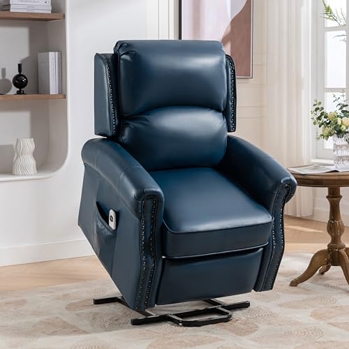 Electric Lift Elderly, Swivel Glider Power, Upholstered Living Room Reclining Sofa Chair with Lumbar Support, Red Brown