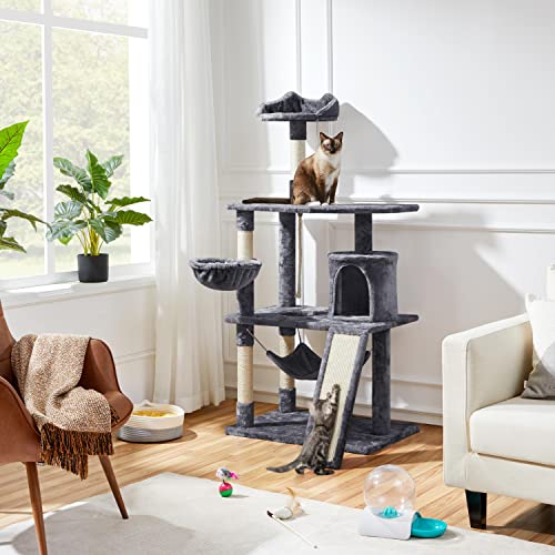 Yaheetech 63.5in Multi-Level Cat Tree Tower Condo with Scratching Posts, Platform & Hammock, Cat Activity Center Play Furniture for Kittens, Cats, and Pets
