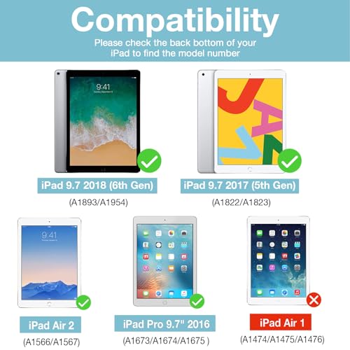 ProCase Rugged Case for iPad 9.7 Inch 5th 6th Gen/iPad Air 2 / iPad Pro 9.7 Case, Heavy Duty Shockproof Rugged Cover with Hand Strap 360 Degree Rotatable Kickstand Protective for iPad 9.7