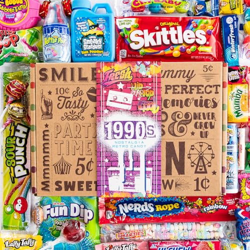 VINTAGE CANDY CO. 1980's RETRO CANDY GIFT BOX - 80s Nostalgia Candies - Flashback EIGHTIES Fun Gag Gift Basket - PERFECT '80s Candies For Adults, College Students, Men or Women, Kids, Teens