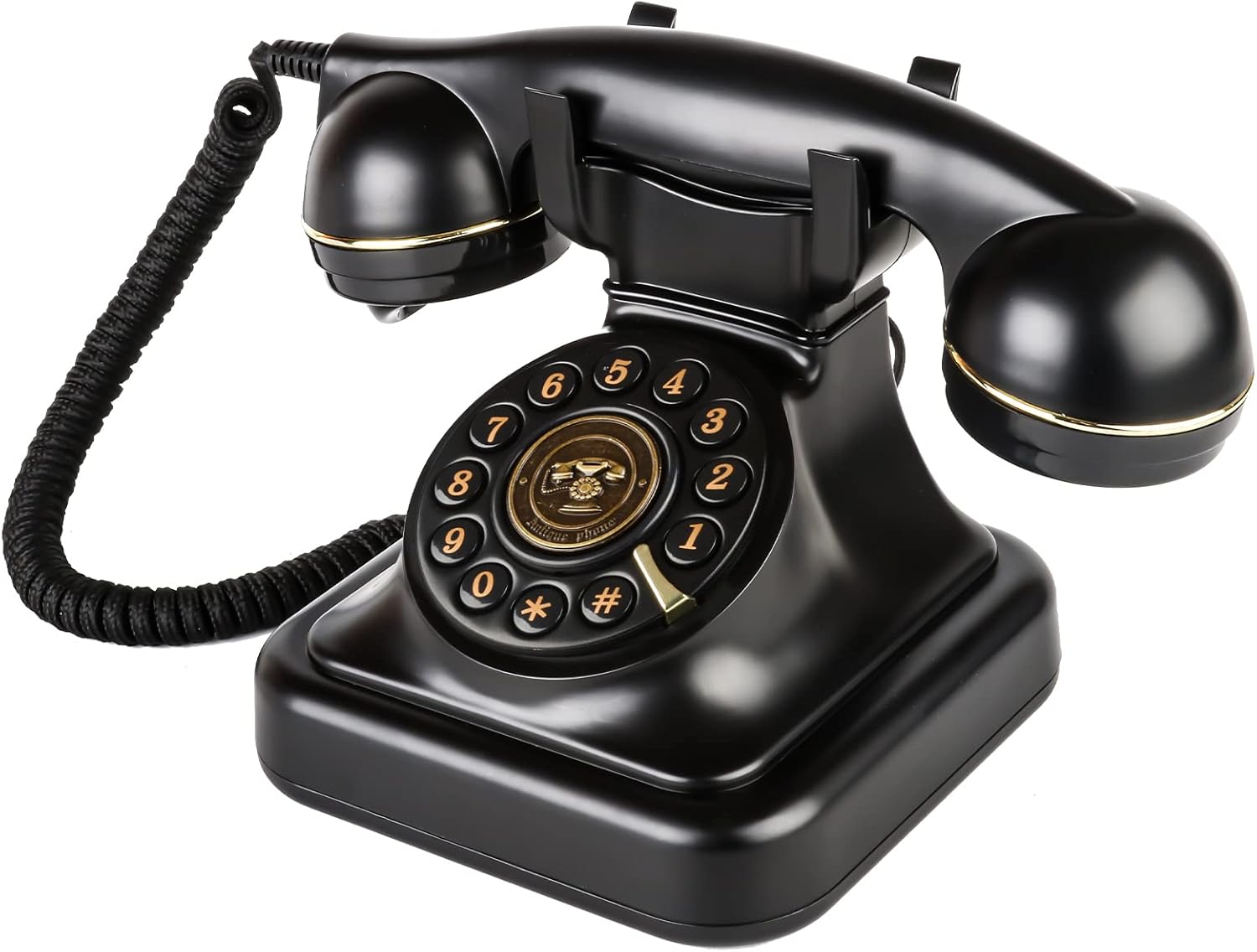 Retro Landline Telephone 1960's Classic Old Fashioned Corded Dial Cloth Line Phone Vintage Push Button Desk Telephone for Office, Home Decor