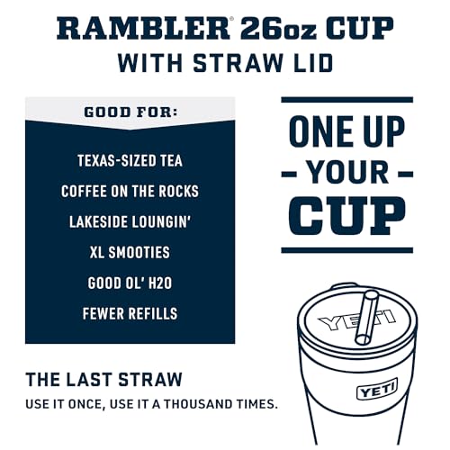 YETI Rambler 26 oz Straw Cup, Vacuum Insulated, Stainless Steel with Straw Lid