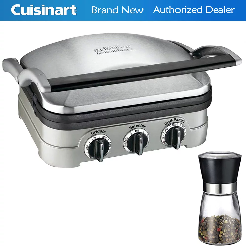Cuisinart Multifunctional Griddle, Grill and Panini Press (GR-4N) with Deco Gear Spice Mill