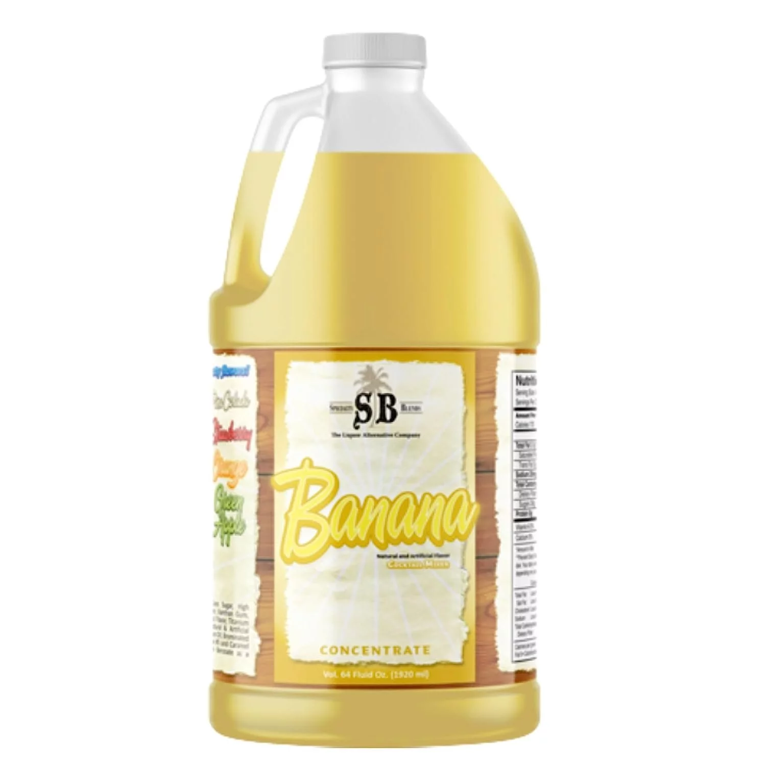 Specialty Blends Banana Flavored Syrup Cocktail Mixer Concentrate, Made with Organic Banana Flavor Syrups For Drinks, 1/2 Gallon Pack of 1 - with Bonus Worldwide Nutrition Multi Purpose Key Chain