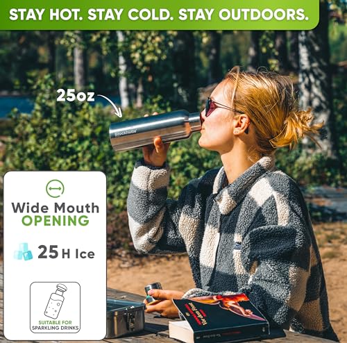 Blockhuette Vacuum Insulated Stainless Steel Water Bottle I 34 oz I Wide Mouth Insulated Metal Bottle for Cold Drinks I BPA-Free I Perfect for Travel, School, Kids, Adults, Water Canteen